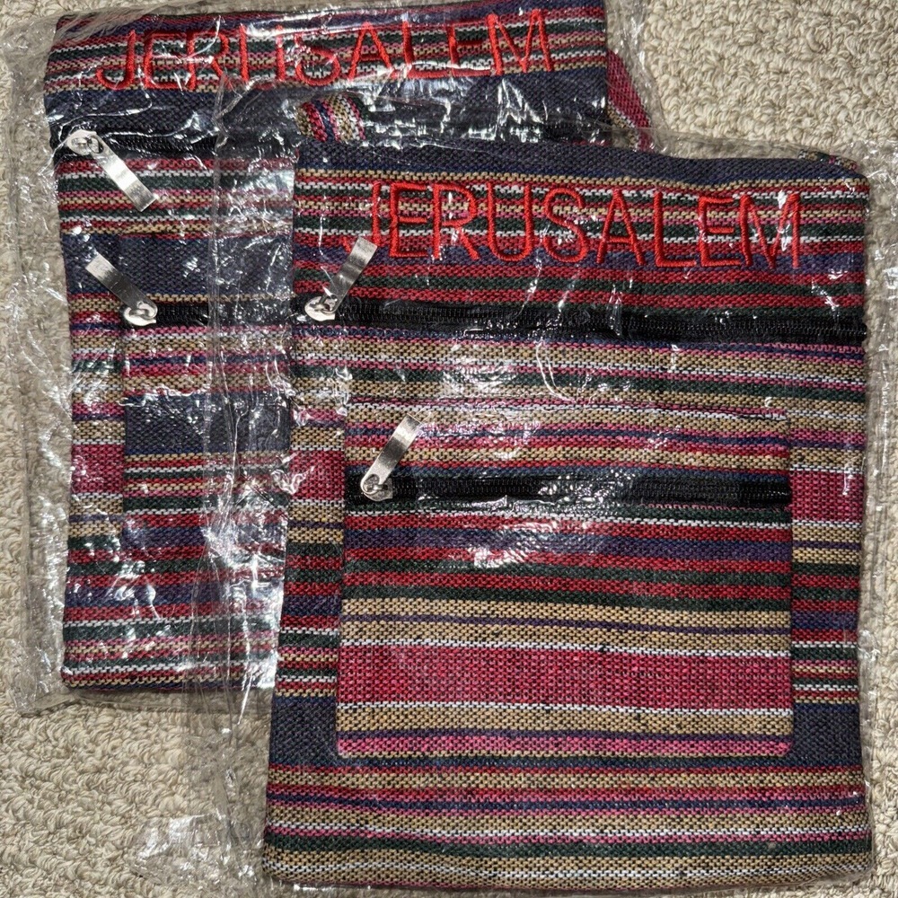 Jerusalem Hand Crafted Crossbody Striped Zipper Bags Purse Colorful (2)
